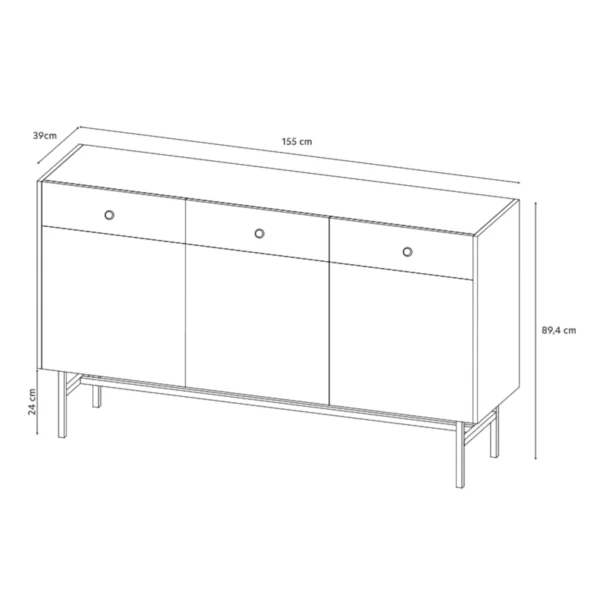 Komoda VALERIS 3D3SZ lamele
